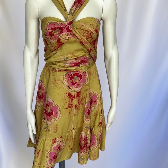 Free People Mustard Yellow/Pink/Red Floral Print Sundress - Picture 3 of 5